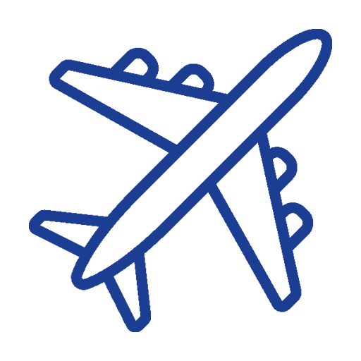 Ícono de avión en color azul